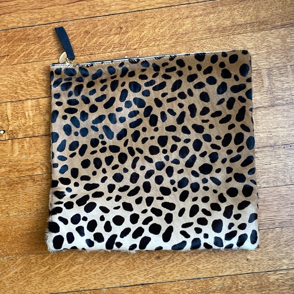 Clare V Foldover Calf Hair Clutch in Leopard Cheetah print - Picture 2 of 6